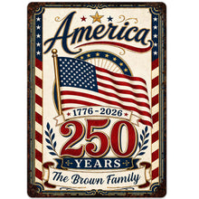 Load image into Gallery viewer, Personalized Metal Sign Custom Family Name American Flag Gift