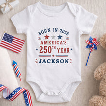 Load image into Gallery viewer, Personalized Custom Baby Onesie Custom Name 4th of July Gift