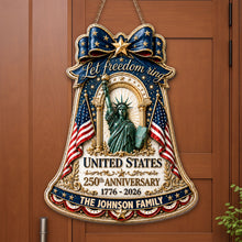 Load image into Gallery viewer, Personalized Wood Sign with American Flag Custom Family Name Gift