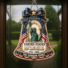 Load image into Gallery viewer, Personalized Wood Sign with American Flag Custom Family Name Gift