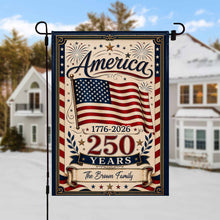 Load image into Gallery viewer, Personalized Double-Sided Garden Flag USA Family Celebration