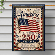 Load image into Gallery viewer, Personalized Double-Sided Garden Flag USA Family Celebration