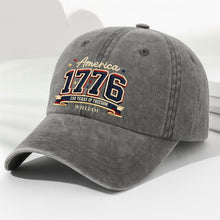 Load image into Gallery viewer, Personalized Washed Denim Cap Custom Name American Flag Gift for Dad