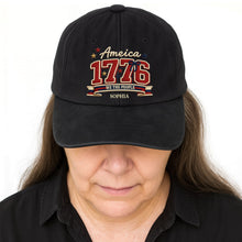 Load image into Gallery viewer, Personalized Washed Denim Cap Custom Name American Flag Gift for Dad