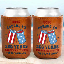 Load image into Gallery viewer, Personalized Leather Can Cooler Custom Name 4th of July Gift