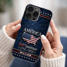 Load image into Gallery viewer, Personalized Clear Phone Case USA Map Flag Gift Idea 250th Anniversary