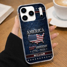 Load image into Gallery viewer, Personalized Clear Phone Case USA Map Flag Gift Idea 250th Anniversary