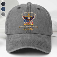 Load image into Gallery viewer, Personalized Washed Denim Cap Custom Eagle Cross Gift for Dad