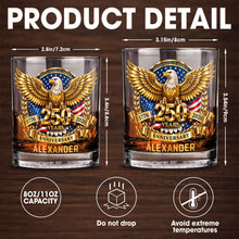 Load image into Gallery viewer, Personalized Custom Whiskey Glass with Bald Eagle and Flag Gift for Dad