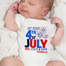 Load image into Gallery viewer, Personalized Baby Onesie First 4th of July Gift Custom Name