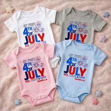 Load image into Gallery viewer, Personalized Baby Onesie First 4th of July Gift Custom Name