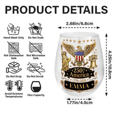 Load image into Gallery viewer, Personalized Stemless Wine Glass Custom Name Eagle Liberty Gift for 4th of July