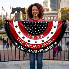 Load image into Gallery viewer, Personalized Non-Pleated Fan Flag Custom Family Name Gift for 4th of July