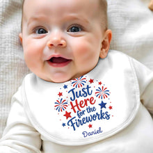 Load image into Gallery viewer, Personalized Baby Bib Fireworks Design Custom Name Gift