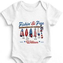 Load image into Gallery viewer, Personalized Baby Onesie Fishing Lures Design Custom Name Gift