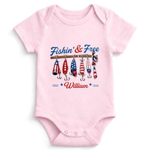 Load image into Gallery viewer, Personalized Baby Onesie Fishing Lures Design Custom Name Gift