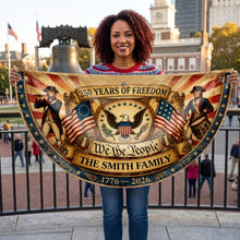 Load image into Gallery viewer, Personalized Non-Pleated Fan Flag Custom Family Name 4th of July Gift