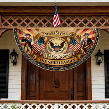 Load image into Gallery viewer, Personalized Non-Pleated Fan Flag Custom Family Name 4th of July Gift