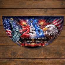 Load image into Gallery viewer, Personalized Non-Pleated Fan Flag Custom Family Name 4th of July Decoration