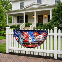 Load image into Gallery viewer, Personalized Non-Pleated Fan Flag Custom Family Name 4th of July Decoration