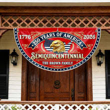 Load image into Gallery viewer, Personalized Non-Pleated Fan Flag Custom Family Name Eagle 250th Anniversary