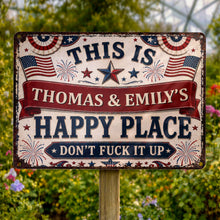 Load image into Gallery viewer, Personalized Metal Sign Custom Name American Flag Gift