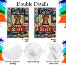 Load image into Gallery viewer, Personalized 250th Anniversary Garden Flag Custom Family Name USA