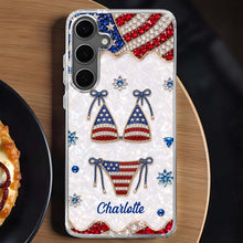 Load image into Gallery viewer, Personalized Clear Phone Case American Flag Gems Glam Gift