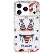 Load image into Gallery viewer, Personalized Clear Phone Case American Flag Gems Glam Gift
