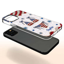 Load image into Gallery viewer, Personalized Clear Phone Case American Flag Gems Glam Gift