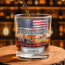 Load image into Gallery viewer, Personalized American Flag Whiskey Glass Custom Name Gift for Dad