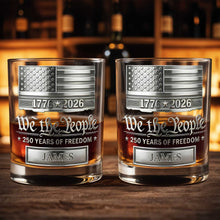Load image into Gallery viewer, Personalized Custom Whiskey Glass American Flag Gift for Dad