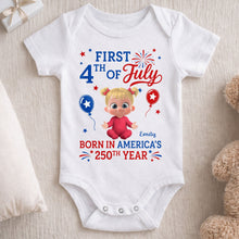 Load image into Gallery viewer, Personalized Baby Onesie Custom Name Independence Day Gift