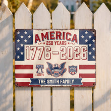 Load image into Gallery viewer, Personalized Metal Sign Custom Family Name USA Eagle Gift