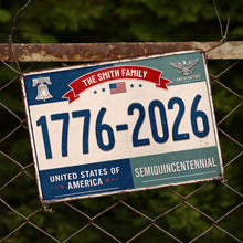 Load image into Gallery viewer, Personalized Metal Sign Custom Family Name USA Eagle Decor