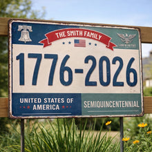 Load image into Gallery viewer, Personalized Metal Sign Custom Family Name USA Eagle Decor