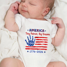 Load image into Gallery viewer, Personalized American Flag Baby Onesie Custom Name Gift for 4th of July