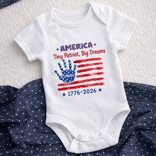 Load image into Gallery viewer, Personalized American Flag Baby Onesie Custom Name Gift for 4th of July