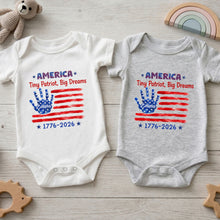 Load image into Gallery viewer, Personalized American Flag Baby Onesie Custom Name Gift for 4th of July