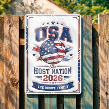 Load image into Gallery viewer, Personalized Metal Sign Custom Name USA Flag Gift for Soccer Lovers