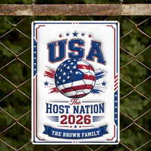 Load image into Gallery viewer, Personalized Metal Sign Custom Name USA Flag Gift for Soccer Lovers
