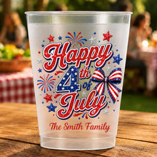 Load image into Gallery viewer, Personalized Frosted Cups with American Flag Custom Name Gift for 4th of July