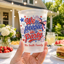 Load image into Gallery viewer, Personalized Frosted Cups with American Flag Custom Name Gift for 4th of July