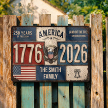 Load image into Gallery viewer, Personalized Metal Sign American Flag Custom Family Name Gift