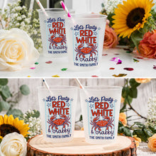 Load image into Gallery viewer, Personalized Frosted Cups Custom Family Name 4th of July Party