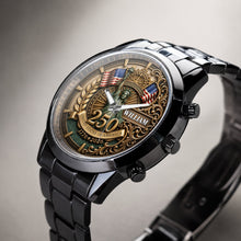 Load image into Gallery viewer, Personalized Men's Watch Custom Name American Flag Gift for Dad