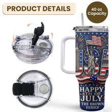 Load image into Gallery viewer, Personalized 40oz Tumbler with Straw American Flag Gift for 4th of July