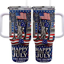Load image into Gallery viewer, Personalized 40oz Tumbler with Straw American Flag Gift for 4th of July