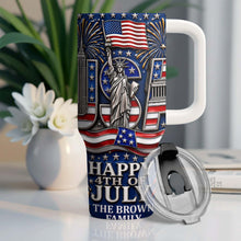 Load image into Gallery viewer, Personalized 40oz Tumbler with Straw American Flag Gift for 4th of July