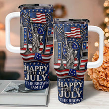 Load image into Gallery viewer, Personalized 40oz Tumbler with Straw American Flag Gift for 4th of July